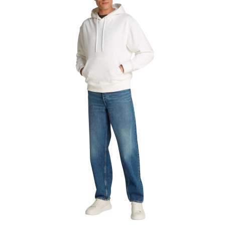 Sweat à capuche en coton blanc avec une coupe droite et un imprimé au dos - Image 6