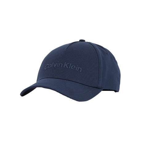 Casquette strapback en coton bleue nuit unie avec le nom de la marque en relief
