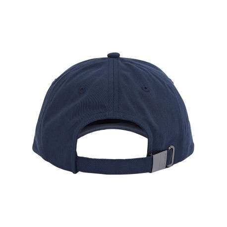Casquette strapback en coton bleue nuit unie avec le nom de la marque en relief - Image 2