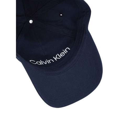 Casquette strapback en coton bleue nuit unie avec le nom de la marque en relief - Image 3
