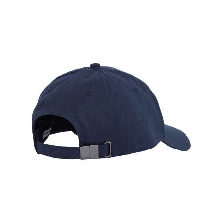 Casquette strapback en coton bleue nuit unie avec le nom de la marque en relief - Image 4