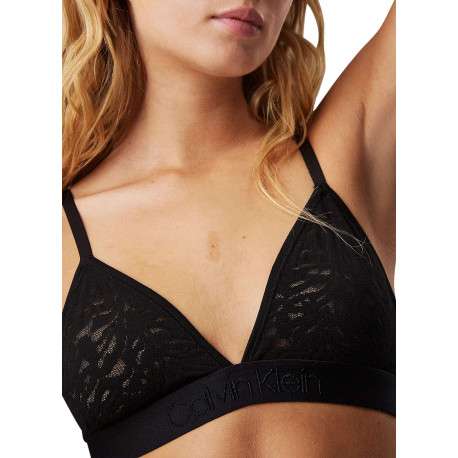 Soutien-Gorge noir sans armature en dentelle ajourée zébrée avec un maintien - Image 3