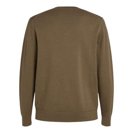 Pull en coton mélangé kaki en maille effet gaufrée avec une coupe ajustée - Image 2