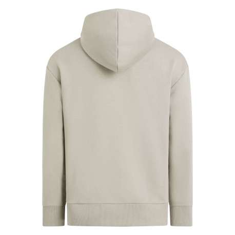Sweat à capuche zippé en coton mélangé beige uni à coupe droite avec une poche - Image 2