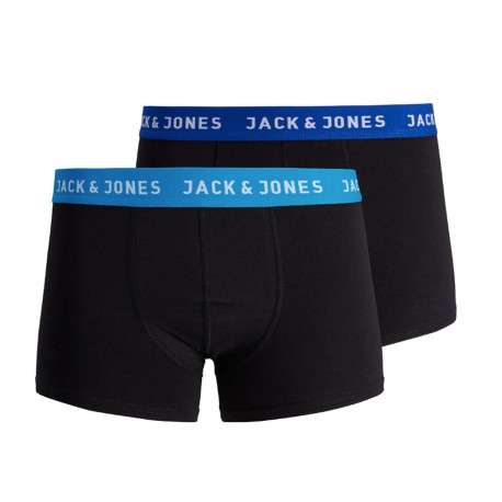 Lot de 2 Boxers marine et noir en coton unis avec taille élastiquée bleue