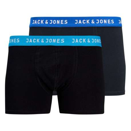 Lot de 2 Boxers marine et noir en coton unis avec taille élastiquée bleue - Image 3