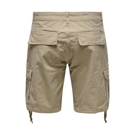 Short cargo en coton mélangé beige uni avec une coupe regular fit - Image 2