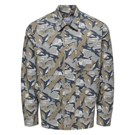 Surchemise en coton mélangé multicolore à imprimé camouflage et à coupe regular - Image 6