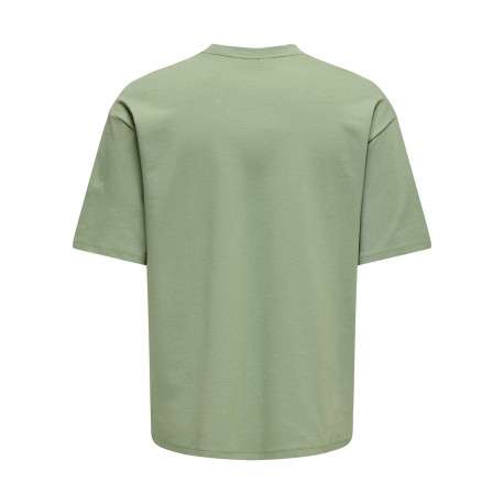 T-shirt vert uni épais avec une coupe oversize et un col rond - Image 2