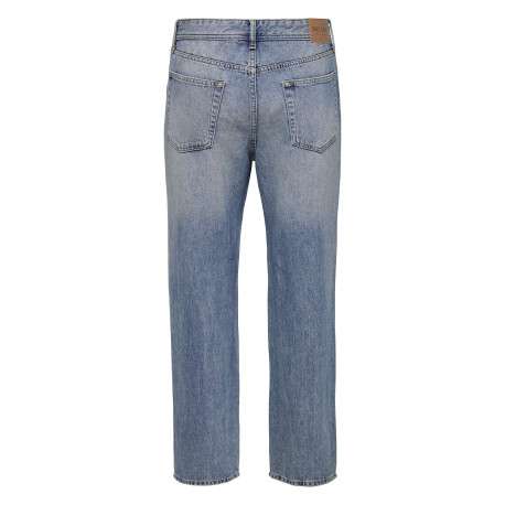 Jean en coton bleu délavé avec une coupe baggy et des passants à la taille - Image 2