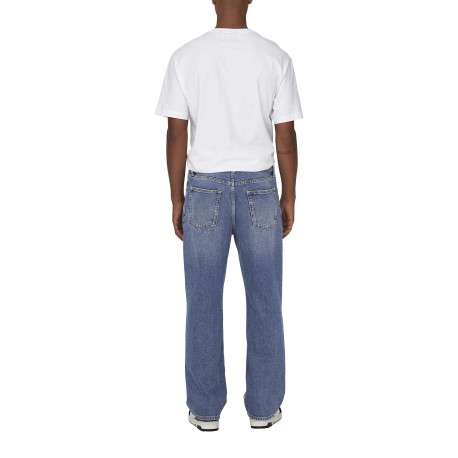 Jean en coton bleu délavé avec une coupe baggy et des passants à la taille - Image 6