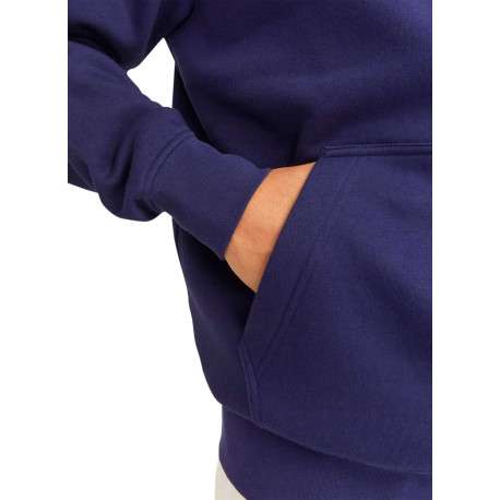 Sweat à capuche bleu uni avec une coupe droite et une poche kangourou - Image 3