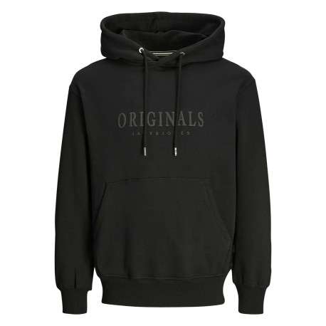 Sweat à capuche noir uni avec une coupe droite et une poche kangourou