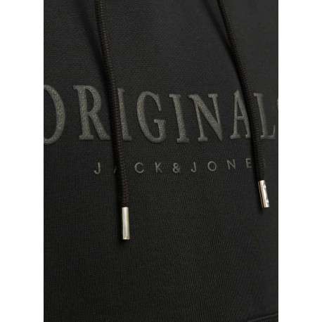 Sweat à capuche noir uni avec une coupe droite et une poche kangourou - Image 2