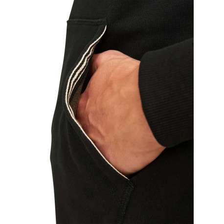 Sweat à capuche noir uni avec une coupe droite et une poche kangourou - Image 3