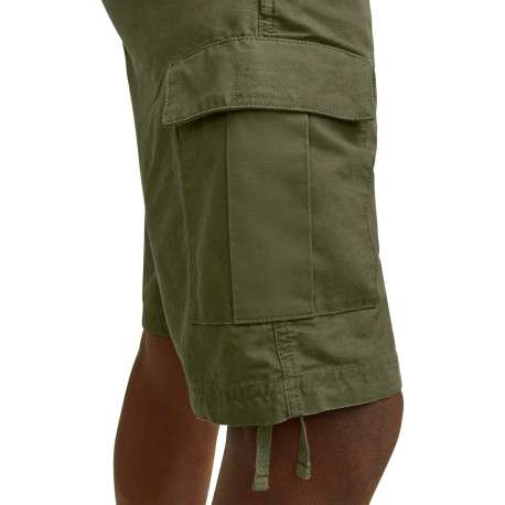 Short Cargo en coton kaki uni avec une coupe droite et des passants - Image 2