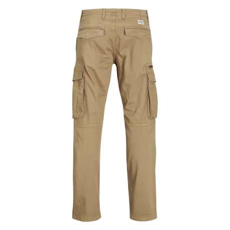 Pantalon Cargo en coton mélangé beige uni avec une coupe droite - Image 3