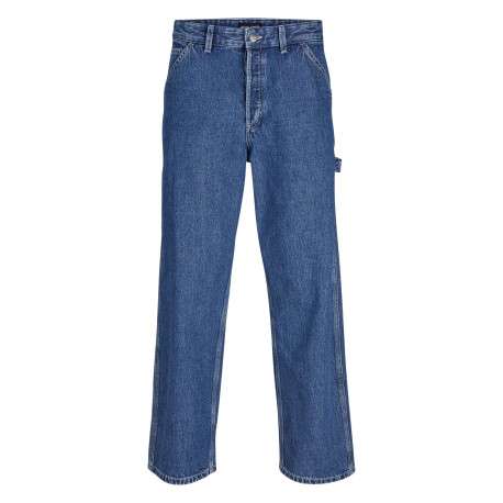 Jean en coton bleu uni avec une coupe droite et plusieurs poches - Image 5
