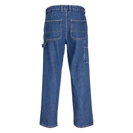 Jean en coton bleu uni avec une coupe droite et plusieurs poches - Image 6