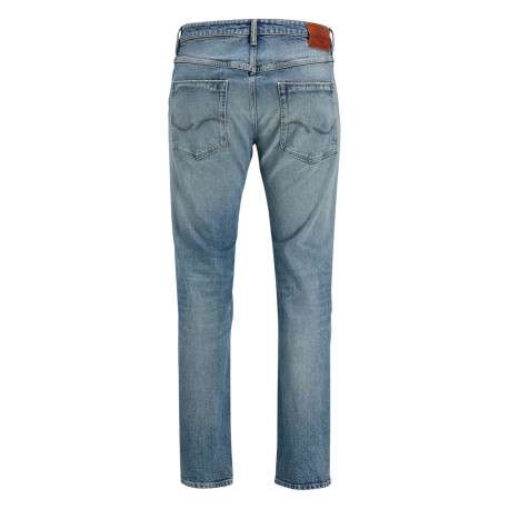 Jean en coton mélangé stone uni avec une coupe droite et des passants - Image 2