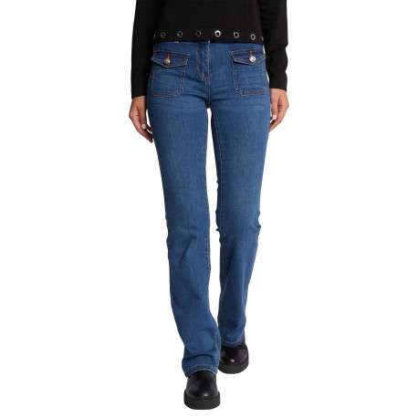 Pantalon 5 Poches en coton mélangé stone uni à coupe skinny avec poches à rabats - Image 4