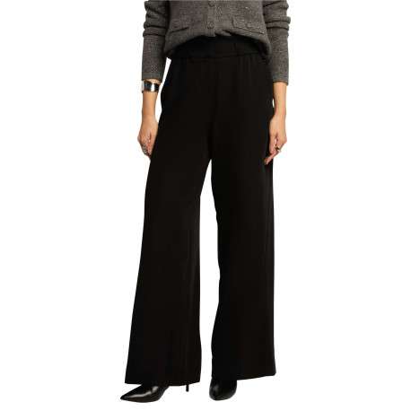 Chino noir uni à coupe bootcut et taille élastiquée et poches à l'italienne - Image 4