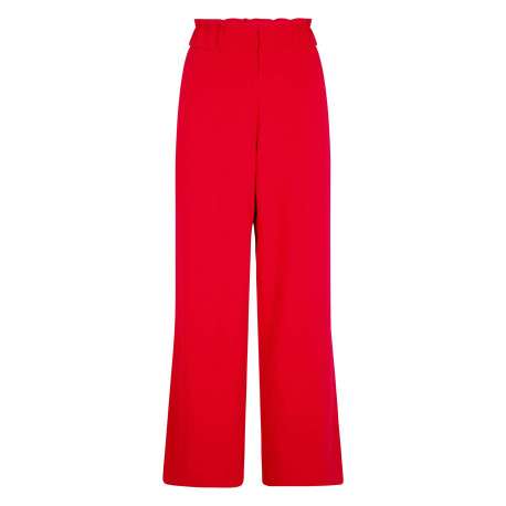 Chino rouge uni bootcut avec taille élastiquée à fronces et poches - Image 6