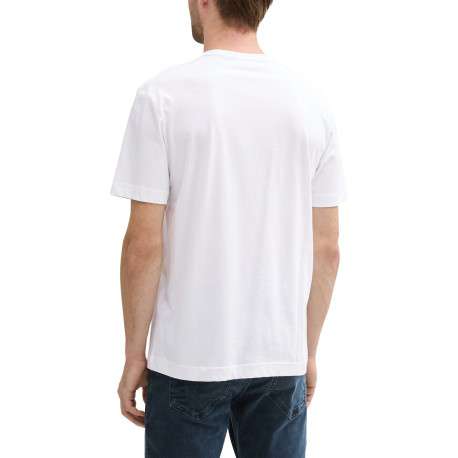T-shirt en coton blanc à col rond avec un gros imprimé coloré rond à l'avant - Image 2