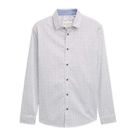 Chemise en coton blanche à petits imprimés avec une coupe ajustée