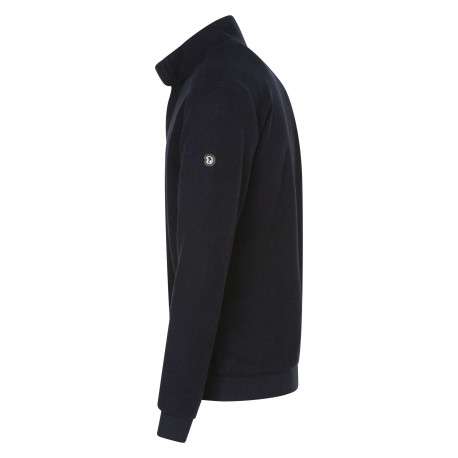 Sweat marine uni coupe droite col camionneur avec logo brodé sur la manche - Image 3