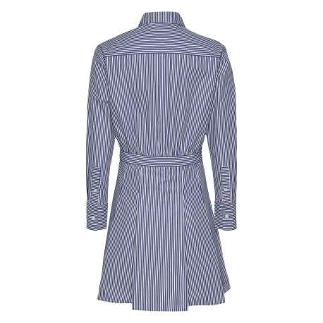 Robe courte en coton biologique marine rayé à coupe cintrée et col français - Image 2