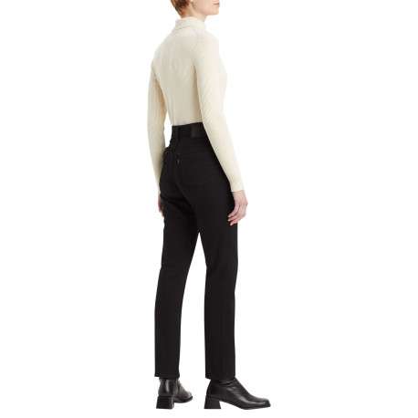 Jean 724 High Rise Straight en coton mélangé noir uni à coupe droite et zip - Image 2