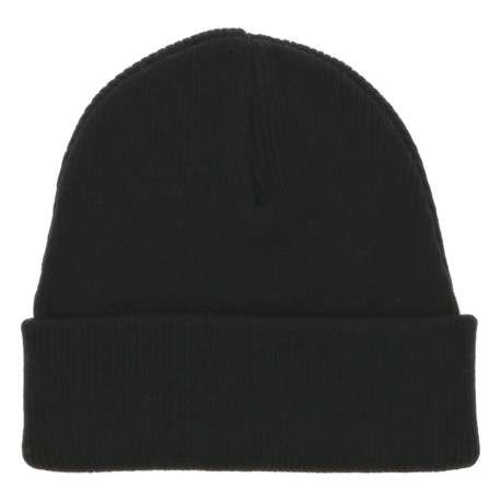 Bonnet en coton noir uni avec marque sur le revers maille en tricot simple - Image 2