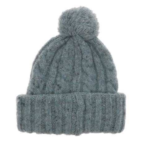 Bonnet gris uni avec pompon mouliné et patch cousu sur revers - Image 2