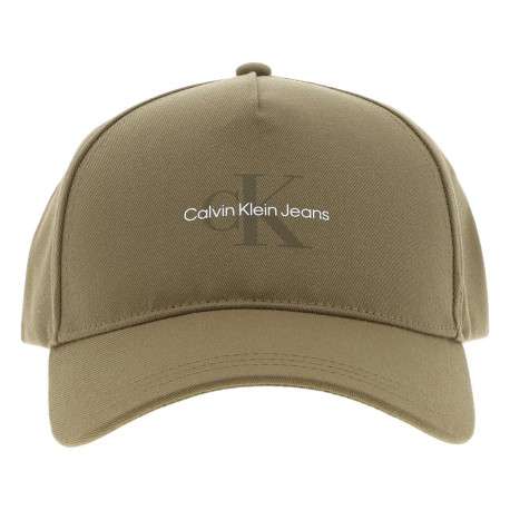 Casquette kaki unie avec fermeture snapback et monogramme à l'avant