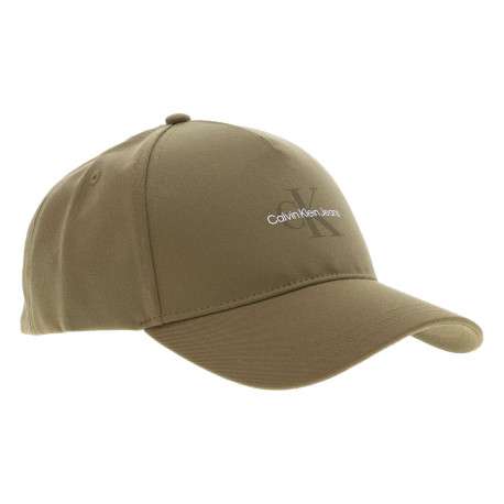 Casquette kaki unie avec fermeture snapback et monogramme à l'avant - Image 3