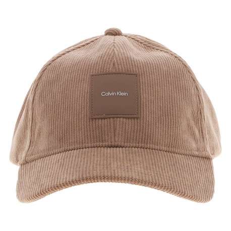 Casquette camel unie en velours côtelé avec patch en silicone de la marque