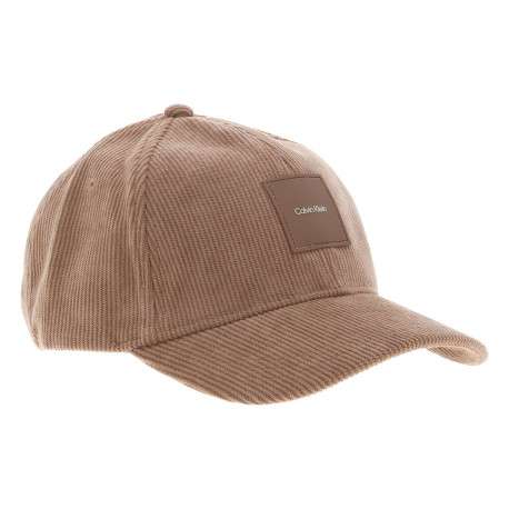 Casquette camel unie en velours côtelé avec patch en silicone de la marque - Image 3