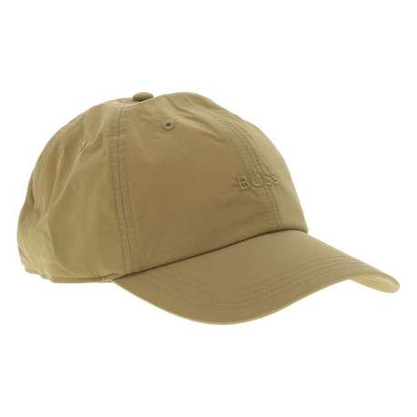 Casquette camel avec fermeture par scratch et marque inscrite sur le devant - Image 3