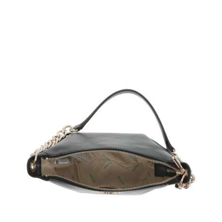 Sac à main porté épaule noir uni avec anse en chaine dorée et zip - Image 4