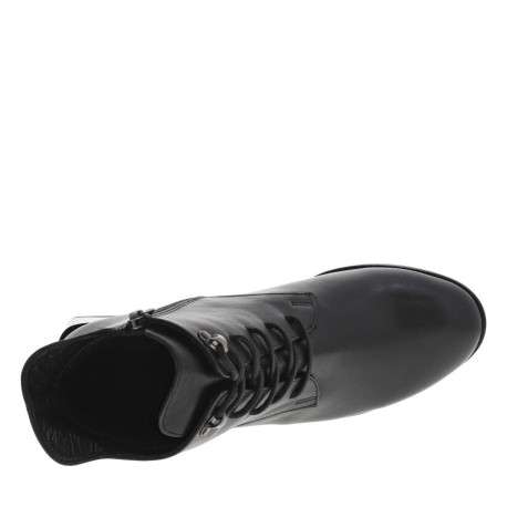 Bottines noires à talon, à lacets et à zip avec surpiqûre ton sur ton - Image 4