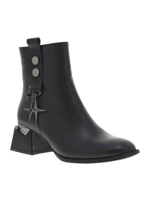 Bottines Femme à Talon Carré 3 Cm - Noir, Fermeture éclair, Mesh Respirant - Mode Hiver Classique
