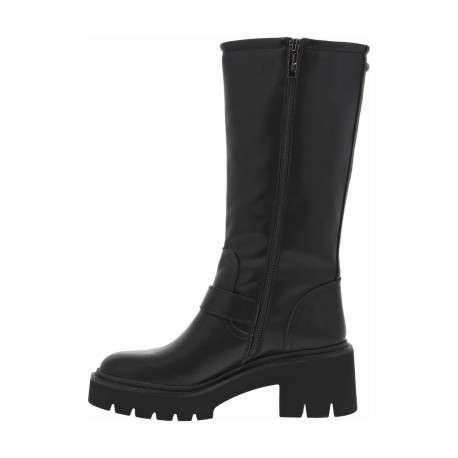 Bottes noires à semelle à talon décroché moyen et à zip avec boucle à ardillon