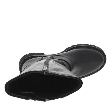 Bottes noires à semelle à talon décroché moyen et à zip avec boucle à ardillon - Image 4