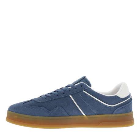 Tennis bleu ciel plate, à lacets plat avec surpiqûres ton sur ton