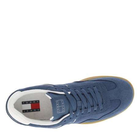 Tennis bleu ciel plate, à lacets plat avec surpiqûres ton sur ton - Image 4