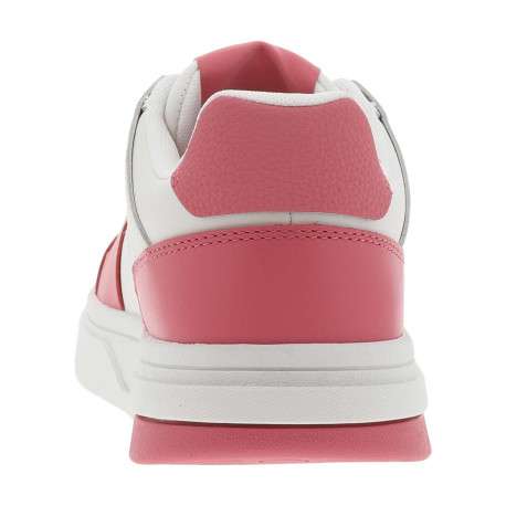 Tennis en cuir roses et blanches plates avec des lacets plats blancs - Image 6