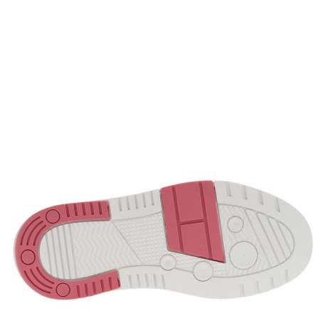 Tennis en cuir roses et blanches plates avec des lacets plats blancs - Image 5