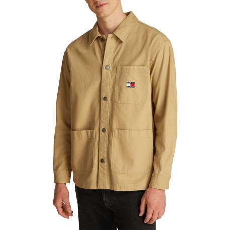 Chemise en coton régénératif sable unie à coupe droite et col à revers - Image 4