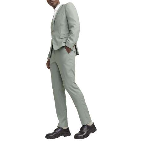Pantalon de costume vert d'eau uni à coupe super slim avec 4 poches - Image 4